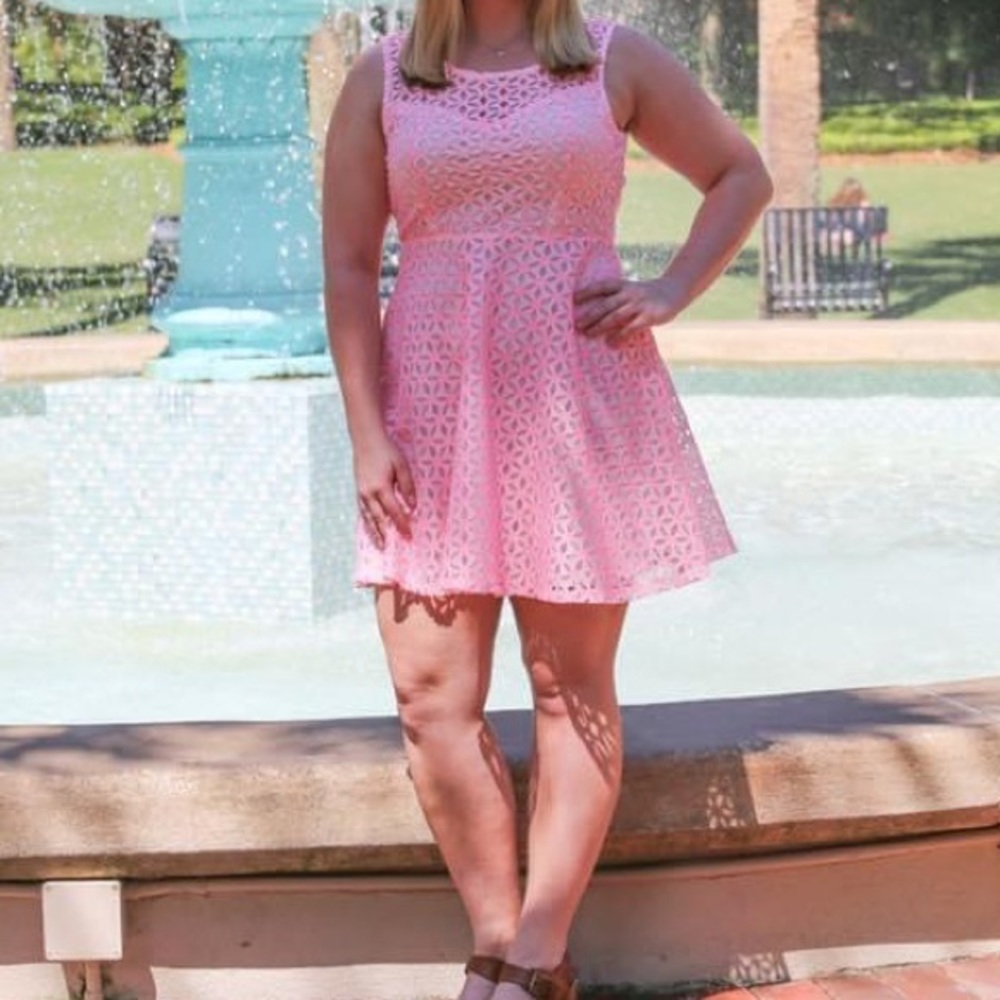 Pink and White Boutique Lace Dress